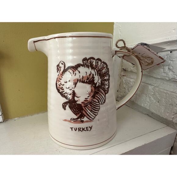 RARE NWT Molly Hatch Turkey Harvest 56 Ounce Ceramic Pitcher - Picture 1 of 16